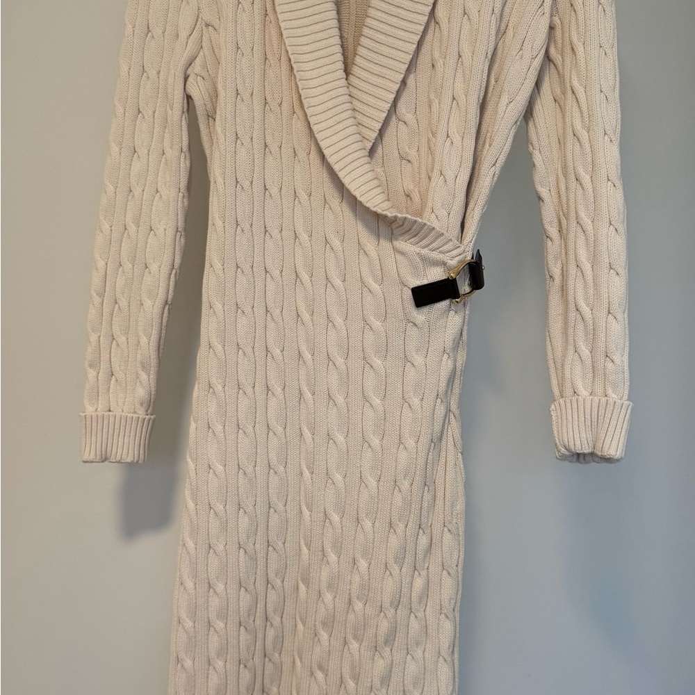 Cream Cable Knit Ralph Lauren Wrap Dress